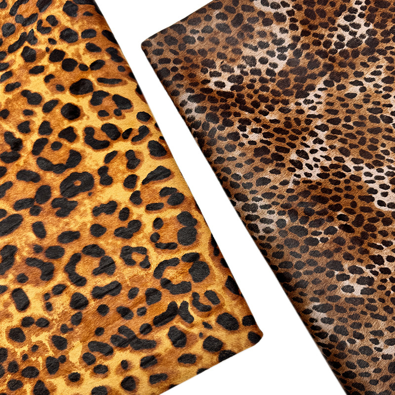Manufacturer Supplies Leopard Print Horse Leather Shoes, Bags, Decoration Materials, Fur Integrated Horse Hair, Two-Tone Water Ripple Horse Leather