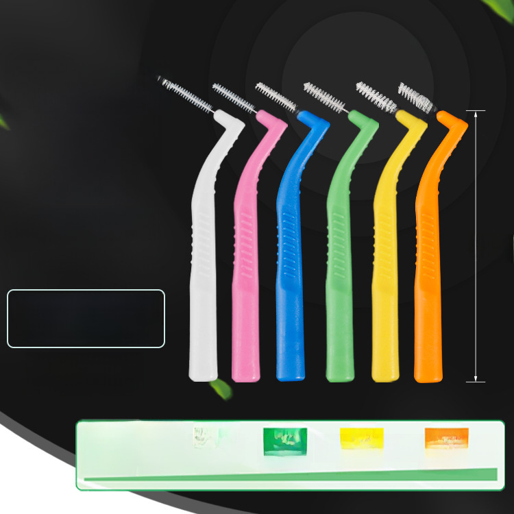 Cross-border L-shaped interdental brush oral cleaning care orthodontic interdental brush 7-shaped interdental brush factory in stock wholesale