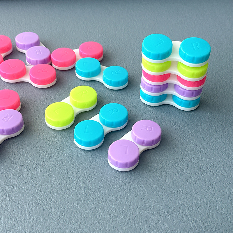 Direct Supply Quality Contact Lens Case Double Box Candy Color Single Contact Lens Box Double Box Wholesale Solid Color