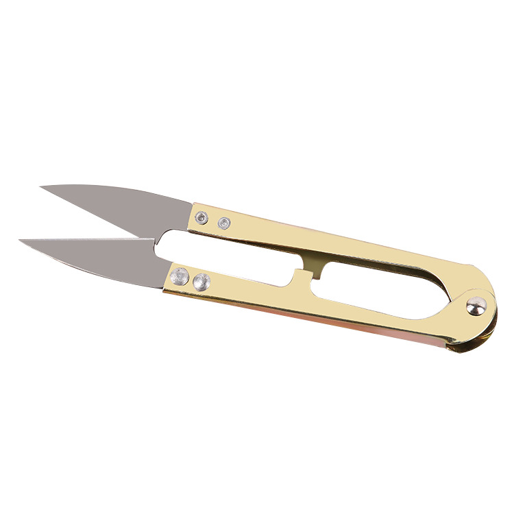 Home Daily Use U-Shaped Spring Yarn Scissors Large Cross-Stitch Clothing Thread Cutting Sewing Scissors Colorfulful Iron Scissors