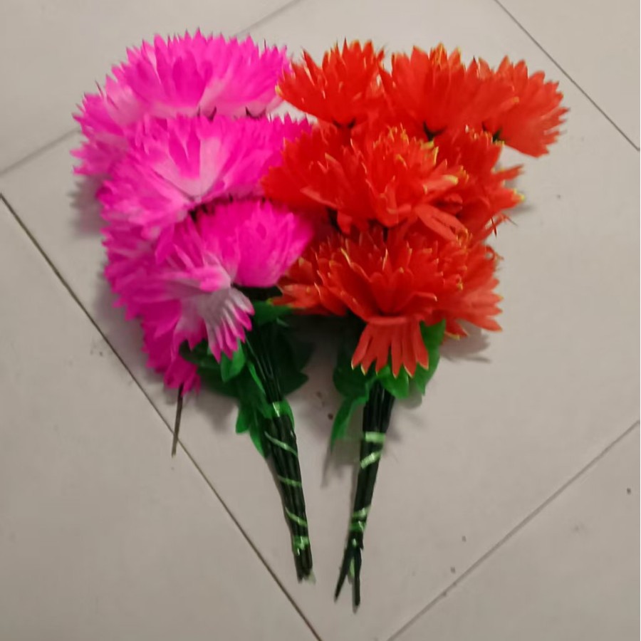 Wholesale Artificial Flowers for Grave Decoration, Five Heads, 100 Pieces Per Pack, Manufacturer's Kapok Flower Bunches, Silk Flowers, Crystal Chrysanthemums, Finished Products