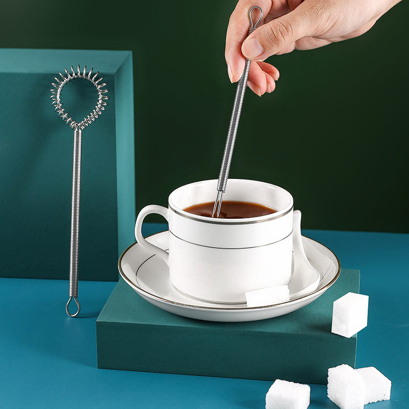 Western style 201# stainless steel spring design handle mixing stick coffee creative ice spoon mixing spoon wine mixing stick honey spoon