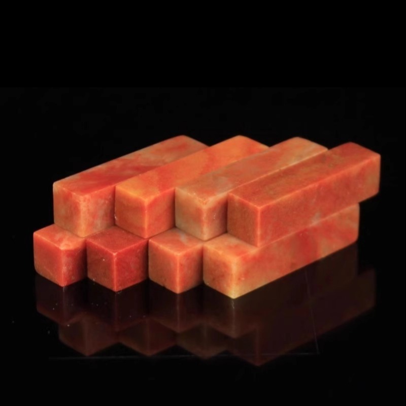Zhejiang red red stone 1*1*4CM India stone practice chapter seal cutting gold stone seal Shoushan stone a generation of hair