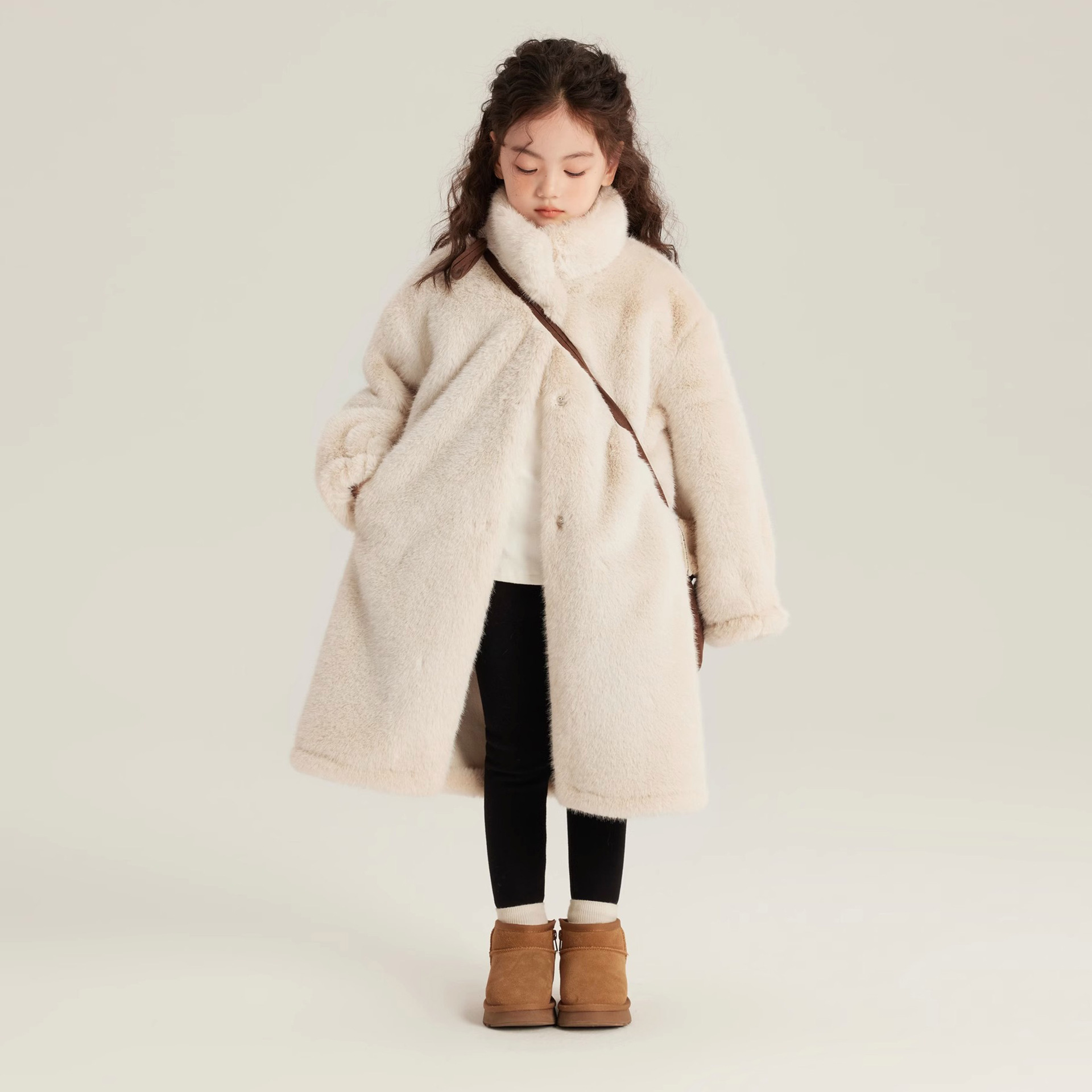 2025 New Girls Winter Imitation Mink Coat Children's Warm Winter Clothes Thickened Fur One-Piece Fur Coat
