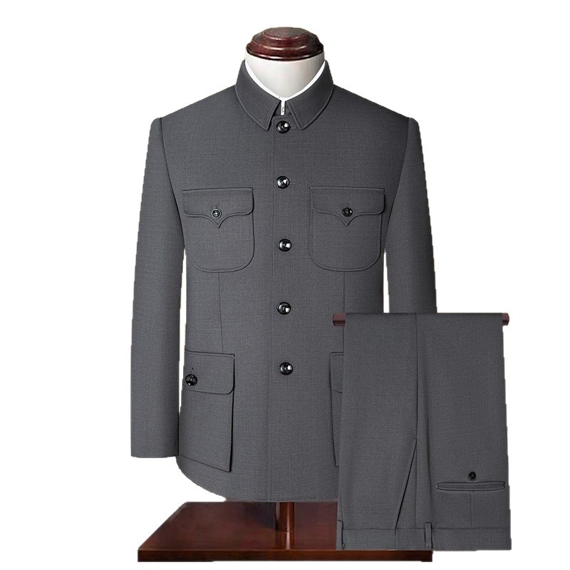 High-End Men's Suit for Middle-Aged and Elderly Dads, Winter Clothing for the Elderly, Men's Clothing for Grandfathers, Spring & Fall Clothing