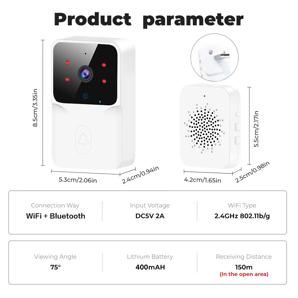 Low Power Consumption TUYA Video Doorbell WIFI Wireless Doorbell HD Smart Security Home Intercom Graffiti Cross Border