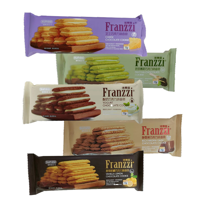 Fariz Cookie Sandwich Biscuits 70g Matcha Yogurt Vanilla Cheese Chocolate Sandwich Biscuits Snacks Wholesale