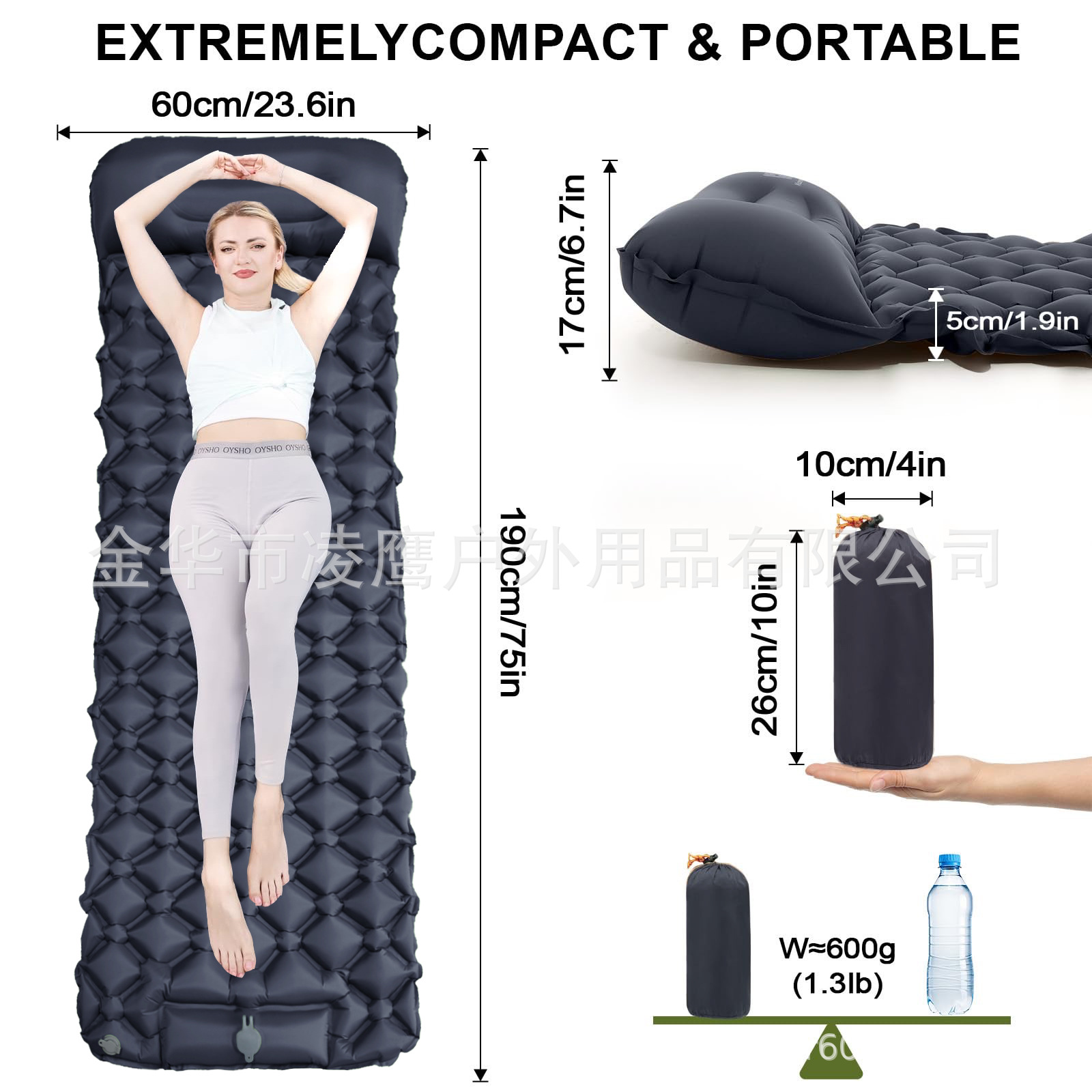 Outdoor Inflatable Mat, Lightweight and Portable Outdoor Camping Foot-Operated Moisture-Proof Double Sleeping Mat, Lunch Break Car Inflatable Mattress