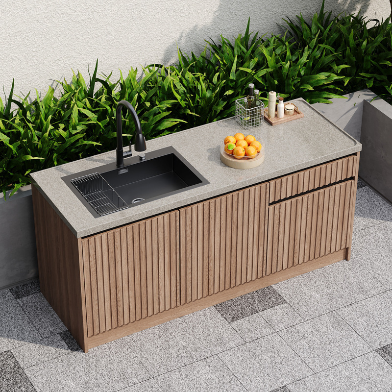 Outdoor Marble Wash Basin Outdoor Kitchen Vegetable Washing Integrated Cabinet Barbecue Table Sink Villa Stone Pool Home
