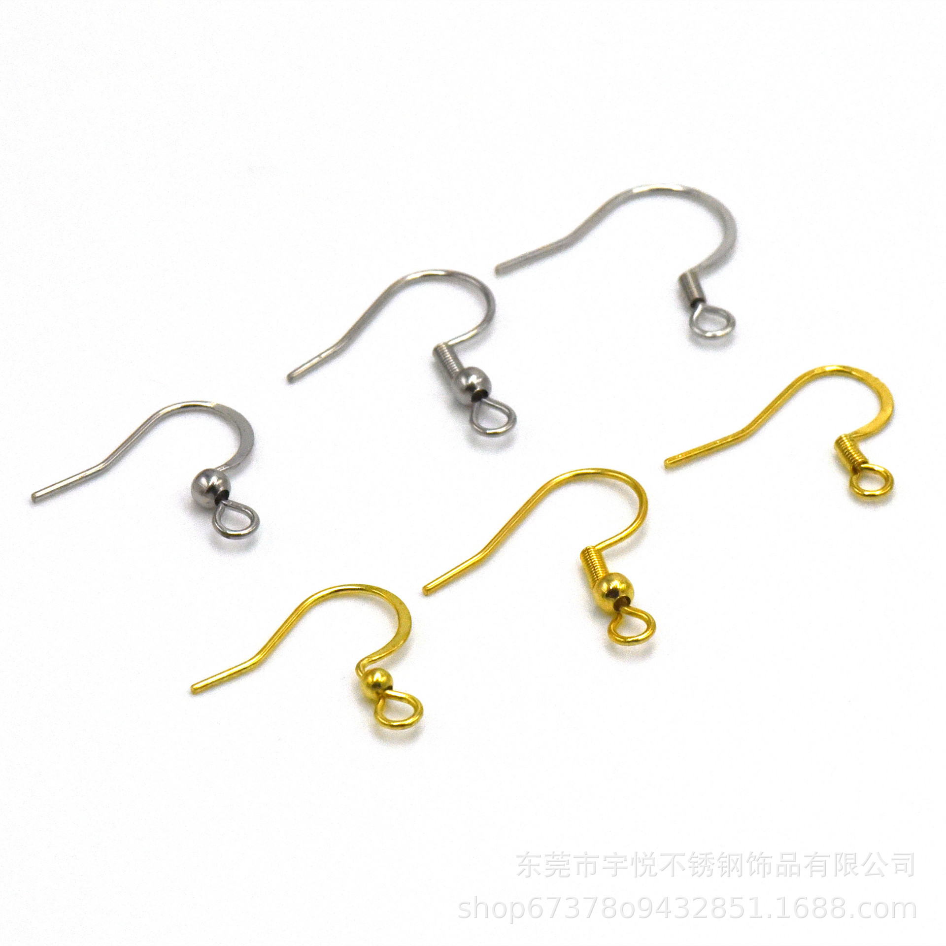 316L medical stainless steel ear hook spring with beads ear hook earrings hanging accessories factory wholesale