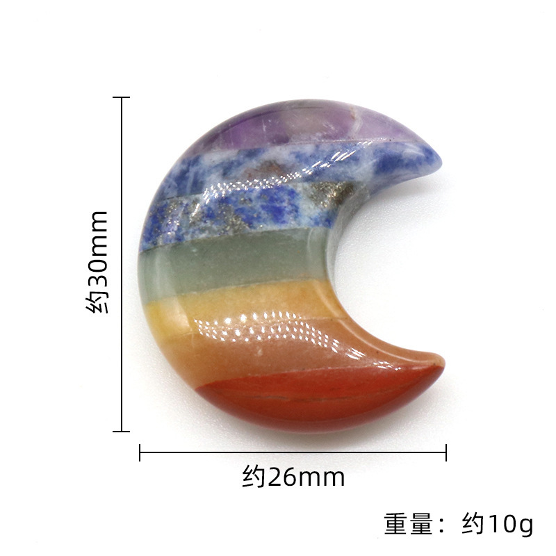 1223-Colorful Stone Moon Natural Crystal Stone Spliced ​​30Mm Moon Chakra Stone Small Ornaments Wholesale