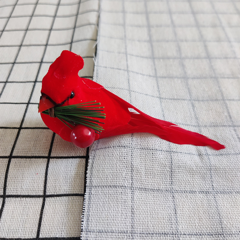 11cm Feather Red Bird Christmas Red Bird Artificial Bird Christmas Decoration Christmas Tree Clip Style