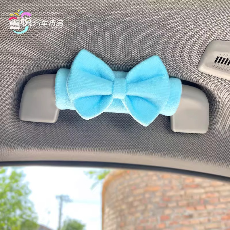 Car Roof Handle Protective Cover Car Door Handle Cover Cute Co-Pilot Decorative Bow Roof Handrail Cover