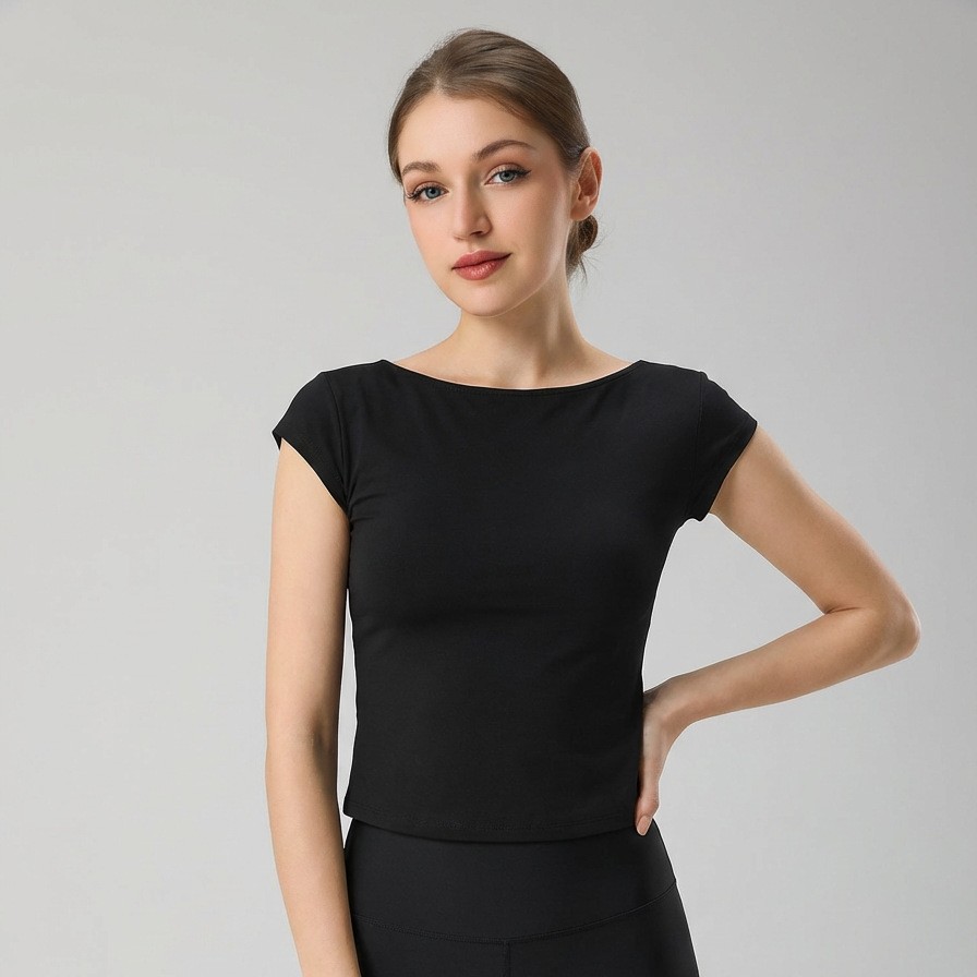 Весенний кросс-бордерный спортивный топ для йоги и бега с коротким рукавом, быстро сохнущий, индивидуальный, 2026 года, такой же стиль как на Amazon