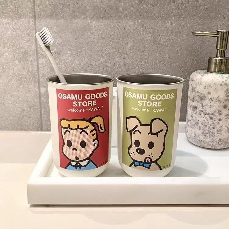 304 Stainless Steel Water Cup, High-Looking Double-Layer Outdoor Camping Style Portable Cup, Cartoon Cup, Mouthwash Cup, Beer Cup