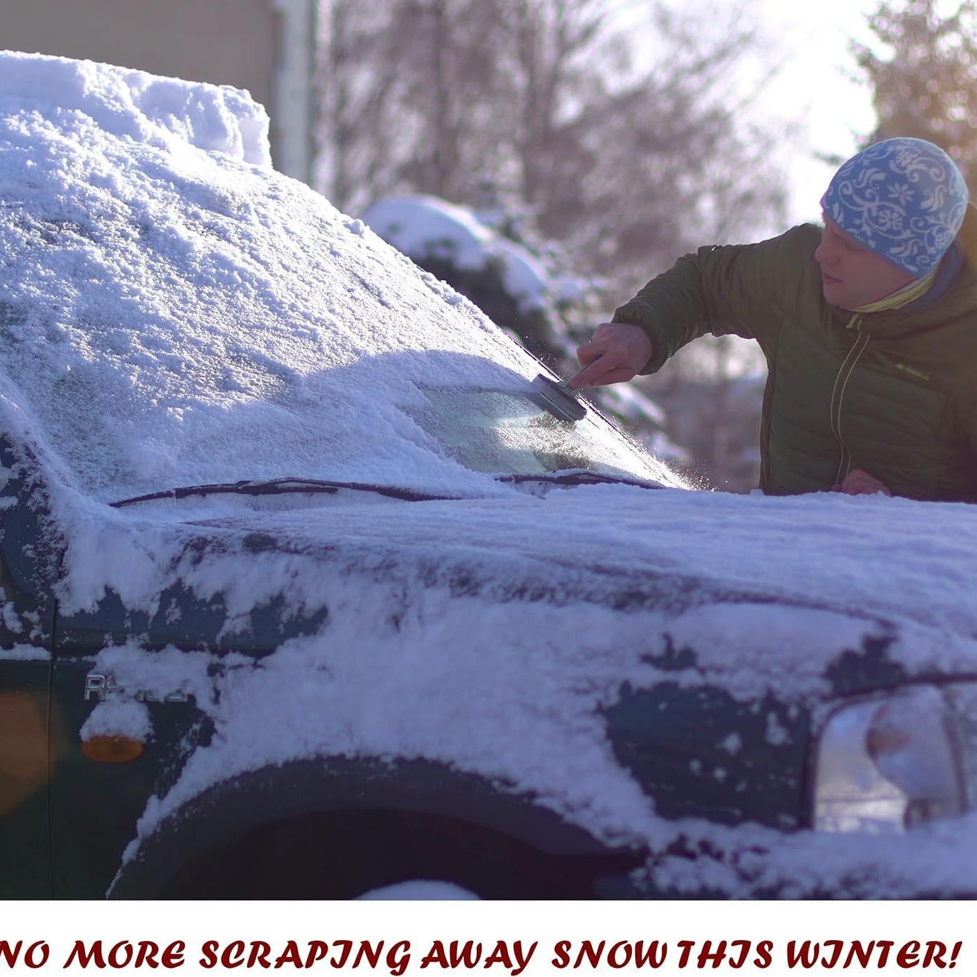 All-Weather Heavy Duty & Reversible Snow Shield Glass Protector for Any Car with Anti-Theft Panel