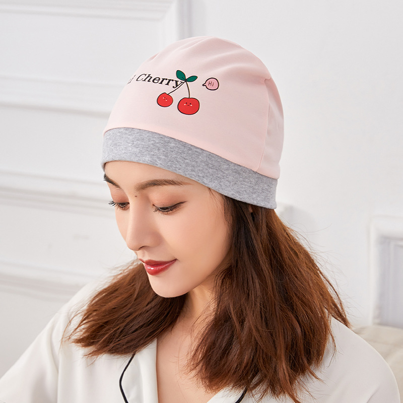 New Four Seasons Available Cotton Breathable Maternity Pregnant Women's Moon Scarf Fashion Cute Grey Edge Moon Hat Nightcap