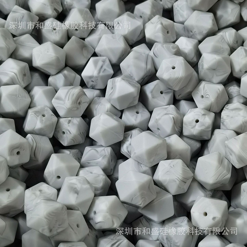 Polygon Silicone Beads 14mm Hexagon Beads Silicone Multicolor Octagonal Beads DIY Pacifier Chain Accessories Wholesale
