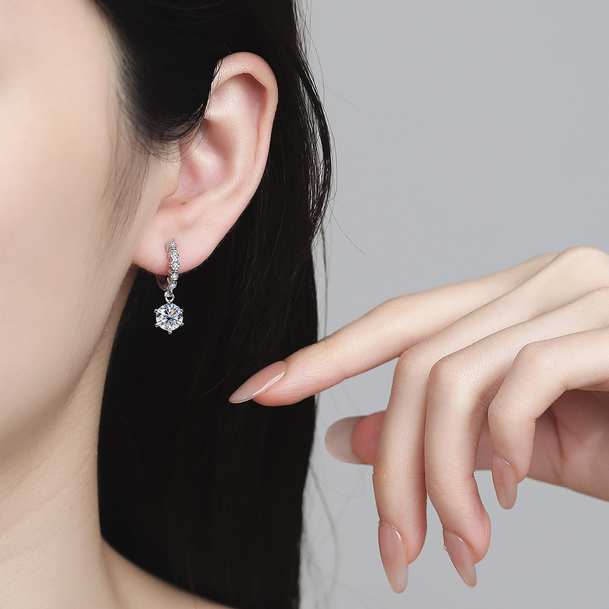 925 sterling silver moissanite earrings simple fashion six claw earrings 18k white gold super flash diamond earrings vvs1 clarity