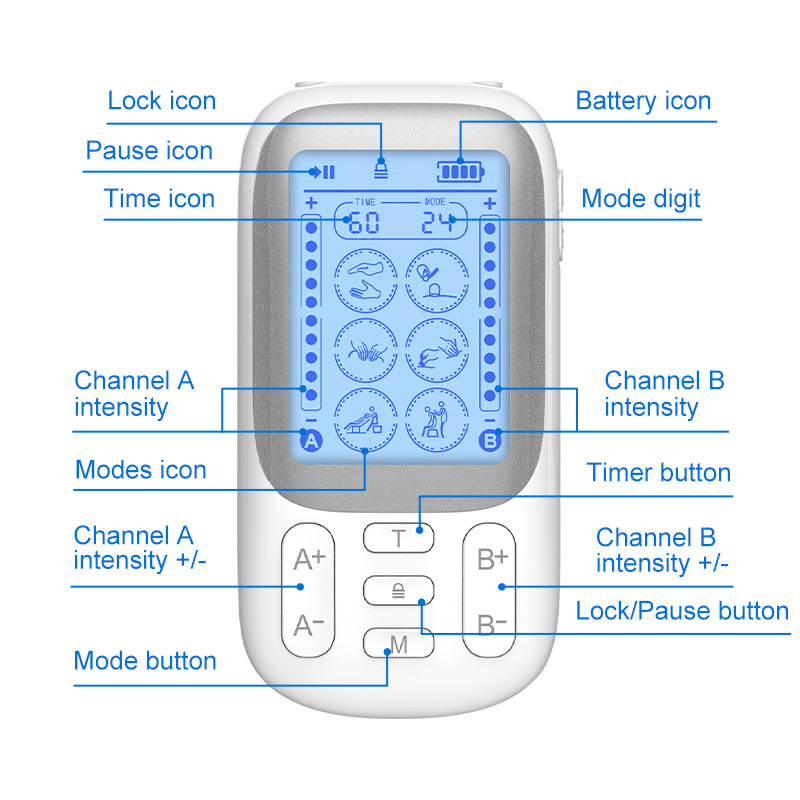 Amazon new 24-model tens physiotherapy instrument EMS acupuncture massager built-in lithium battery massager