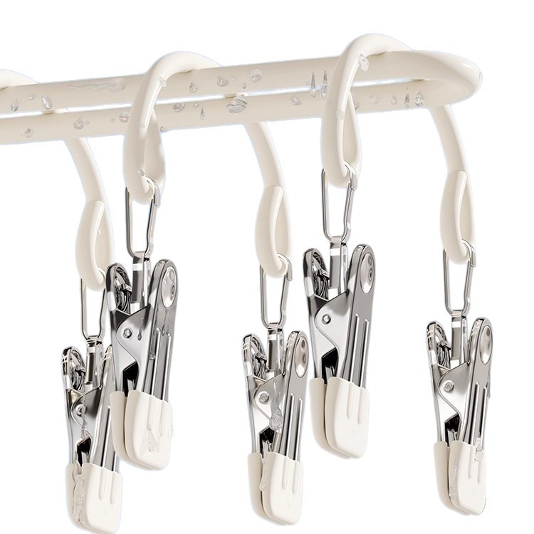 Multi-Clip Sock Drying Rack for Home Use, Stainless Steel Windproof Hanger for Baby Socks, Balcony Drying Rack for Underwear and Panties