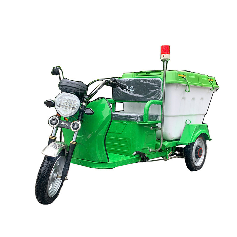 Neighborhood Street Garbage Collection Truck Small Town Sanitation Garbage Truck Electric Three-Wheel Dump Type Cleaning Truck