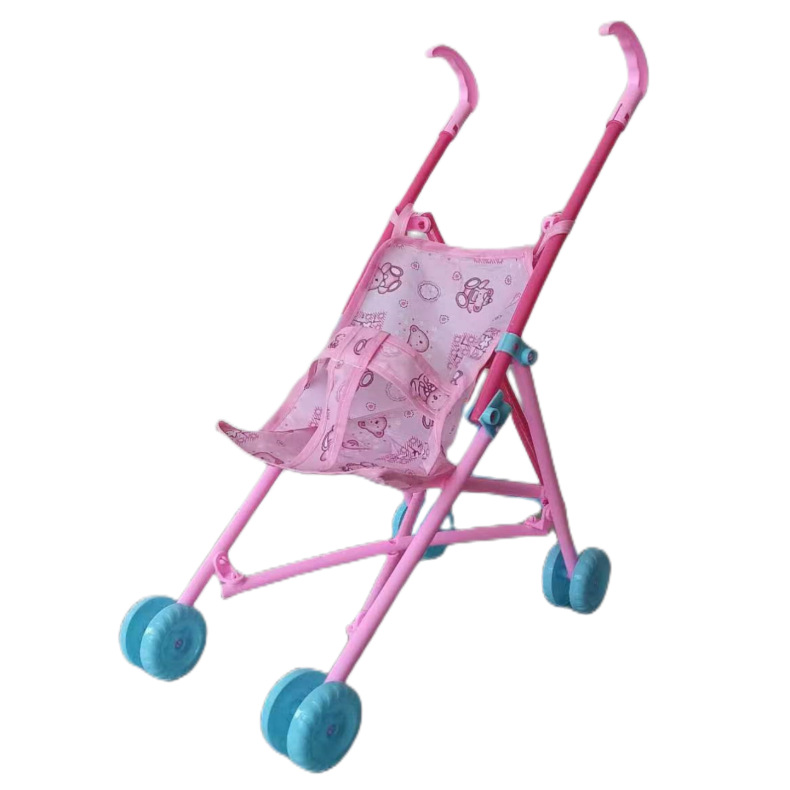 Factory direct selling children's cloth carts play house folding 4 wheel carts plastic toys girls girls with dolls