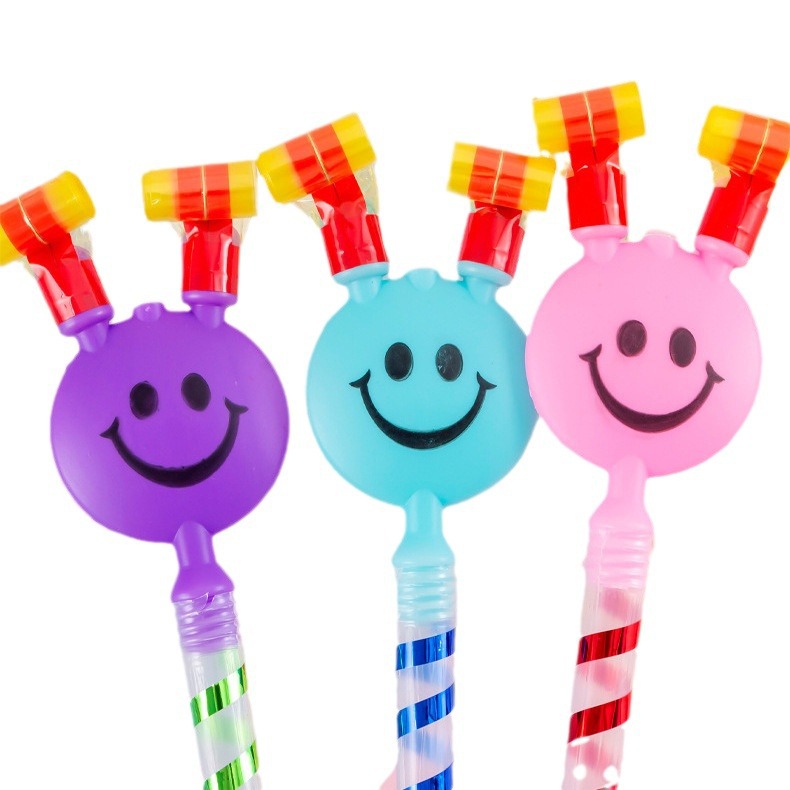 Large Dragon Blowing Smiley Face Long Rod Horn Whistle Blowing Roll Children's Toys Place Pushing Small Gifts