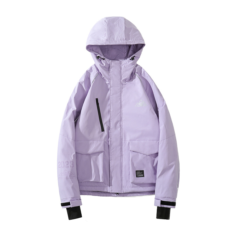 Ski Resort Rental Ski Suit Winter Waterproof Windproof Warm Zipper Velcro Reflective Strip Couple Ski Suit