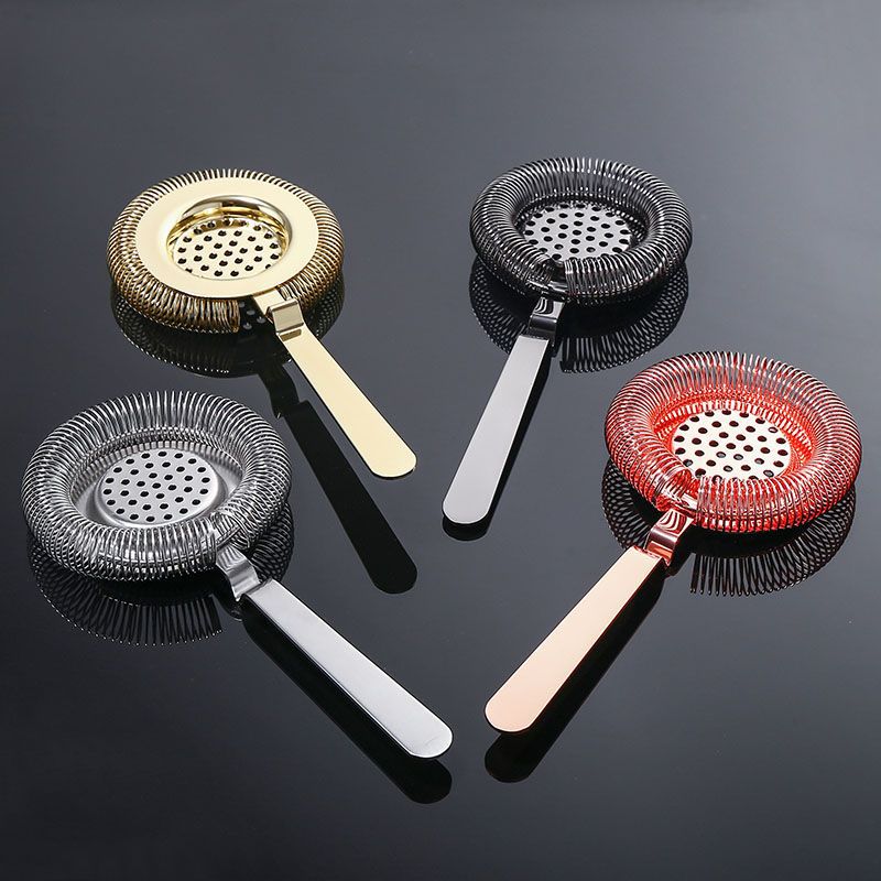 Professional Stainless Steel Cocktail Ice Strainer Cocktail Ice Separator Filter Ice Separator Mesh Stirrer Cup for Bar