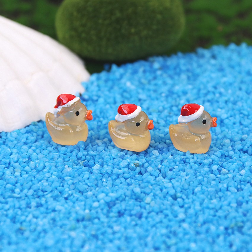 Colorful cartoon Three-dimensional luminous Christmas duck micro landscape succulent moss plant decoration handmade DIY jewelry
