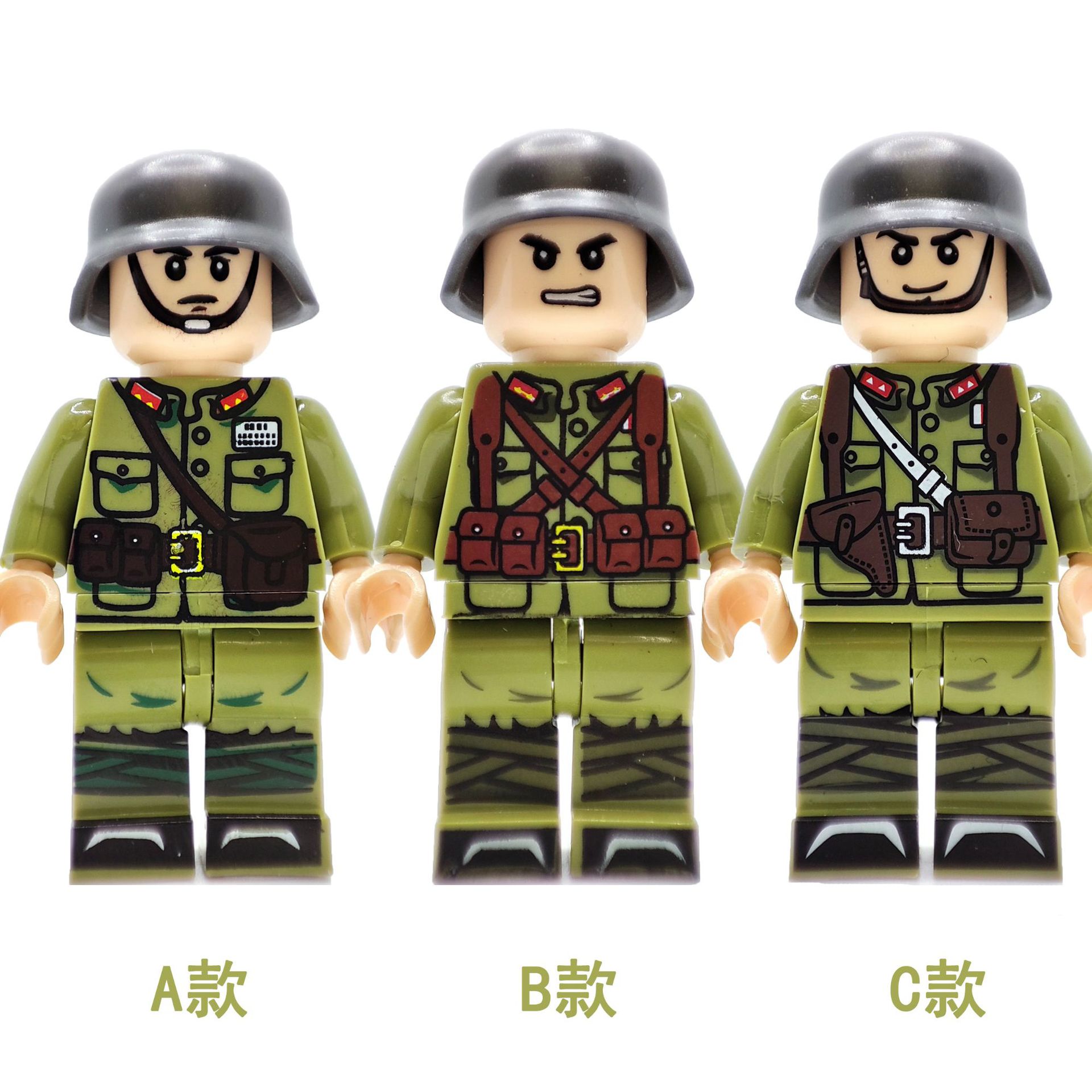 Cross-border Small Particle Building Block Toys Two Warriors Soldier Military Doll Boy Eight-way Army German Assembled Minifigure Gift