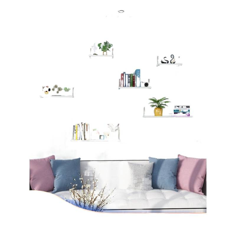 Wall-Mounted Shelf for Bedroom, Wooden Wall-Mounted Bookshelf, No Drilling Required