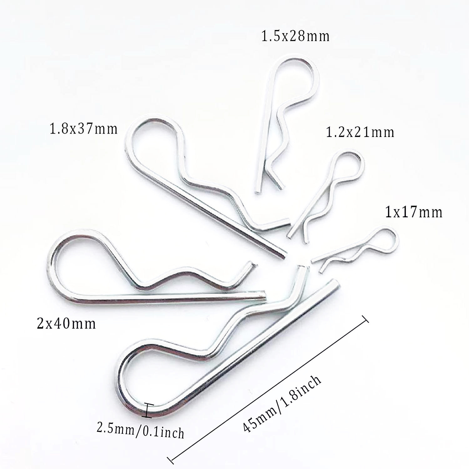 100Pcs Plastic Boxed Carbon Steel Galvanized R-Type Cotter Pins B-Type Hairpin Pins