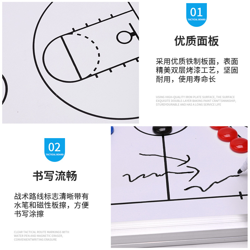 Magnetic Basketball Aluminum Alloy Frame Tactical Board Wall-Mounted Erasable Tactical Board Game Training Coach Teaching Board