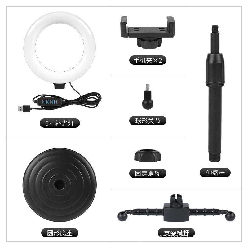 Mobile Phone Stand Desktop Live Streaming Fill Light Shooting Support Stand for Influencer Selfies and Beauty Photography with Dual Camera Position