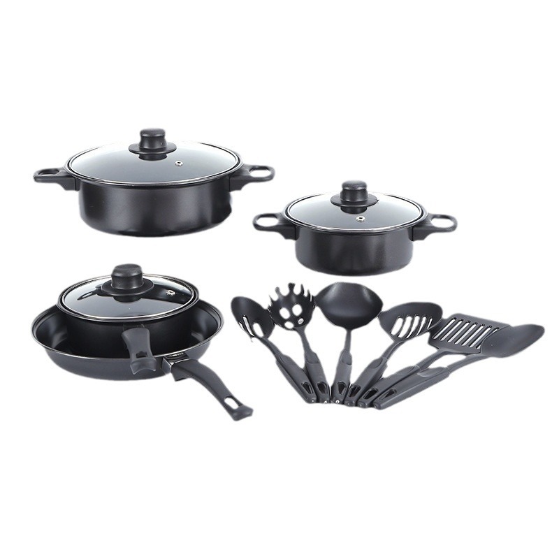 Cross-Border Medical Stone Set Pots for Household Use with Less Oil Fume Induction Cooker Non-Stick Pots Kitchen Durable Cooking Utensil Set