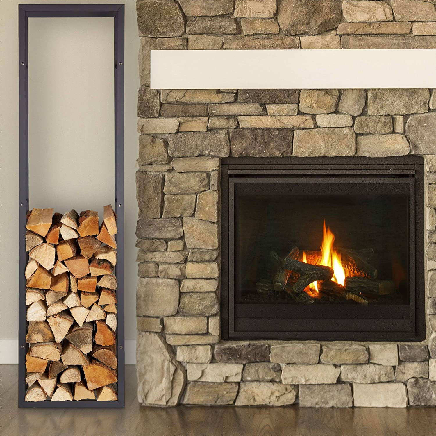 Cross-Border Hot Selling Wall-Mounted Wood Storage Rack Indoor Firewood Rack Fireplace Firewood Tool Rack Firewood Rack