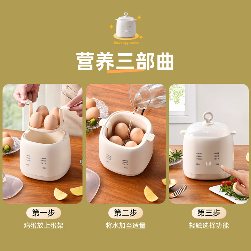 Breakfast Automatic Power-Off Egg Cooker, Health-Preserving Water-Separation Stewing Pot, Bird's Nest Steamer, Smart Reservation-Capable Small Egg Steamer