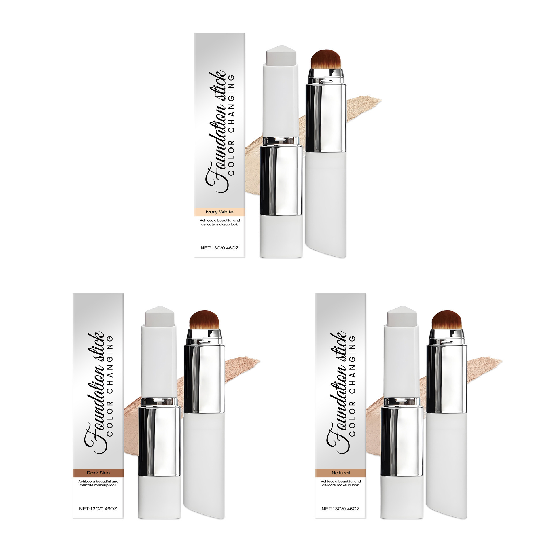 Two-In-One Color-Changing Foundation Stick, Matte and Clear Foundation, Light and Natural Makeup, Suitable for Oily and Dry Skin