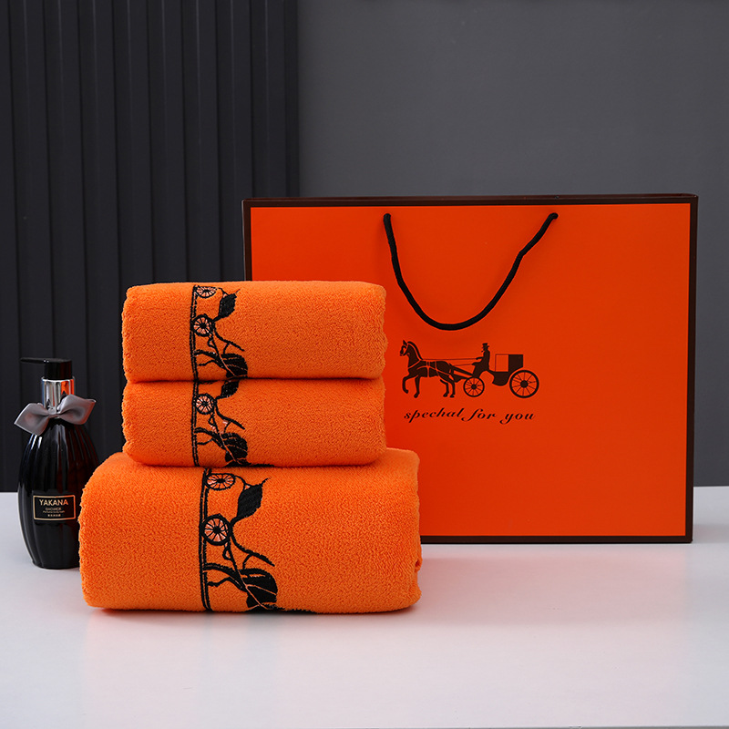 Towel bath towel gift box three-piece annual meeting gift embroidered word company employee welfare wedding return logo