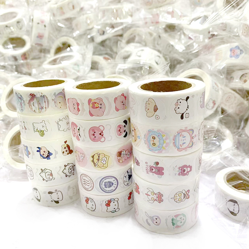 Little Red Riding Book Same Style kitty Roll Roll Sticker Decorative Hand Account Cartoon Cute Sticker Sealing Sticker Tape Dot Sticker