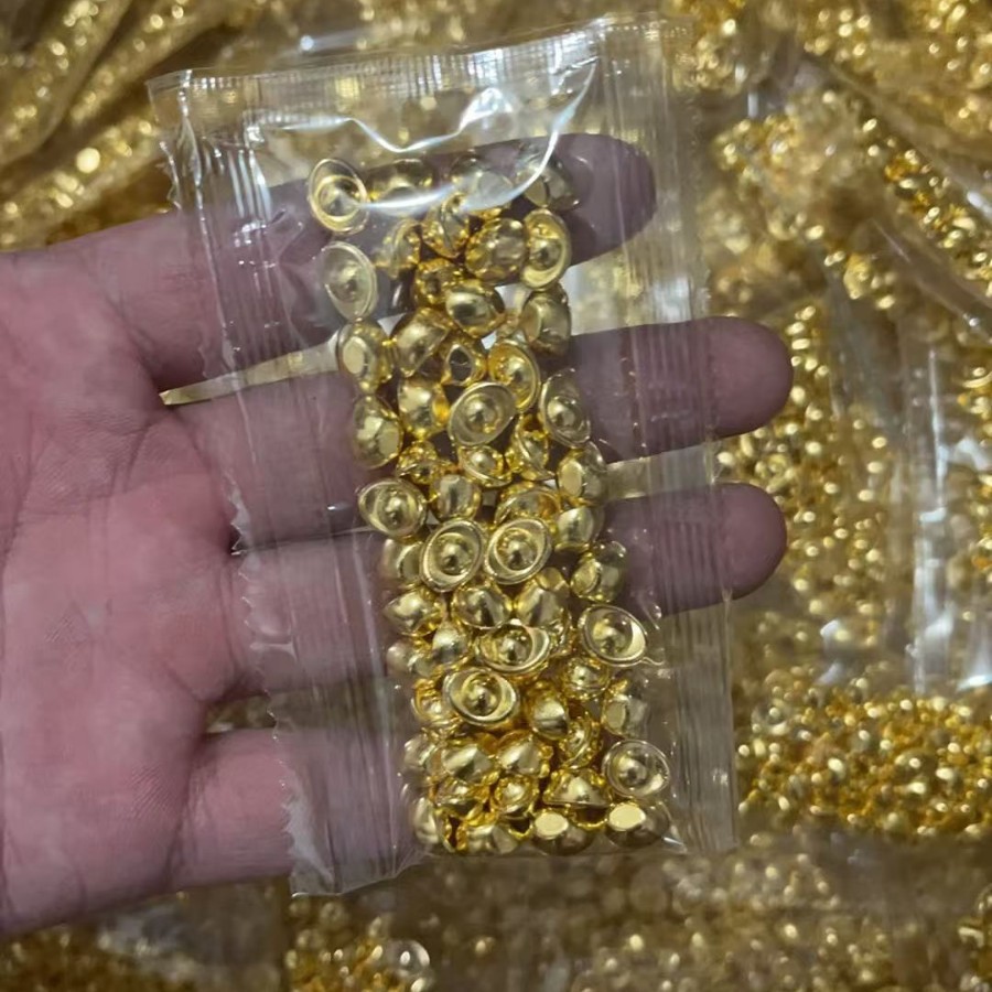 Миниатюрный алюминиевый имитационный золотой слиток рог изобилия наполнитель для риса креативное украшение подарок орнаменты песчаное золото пластик