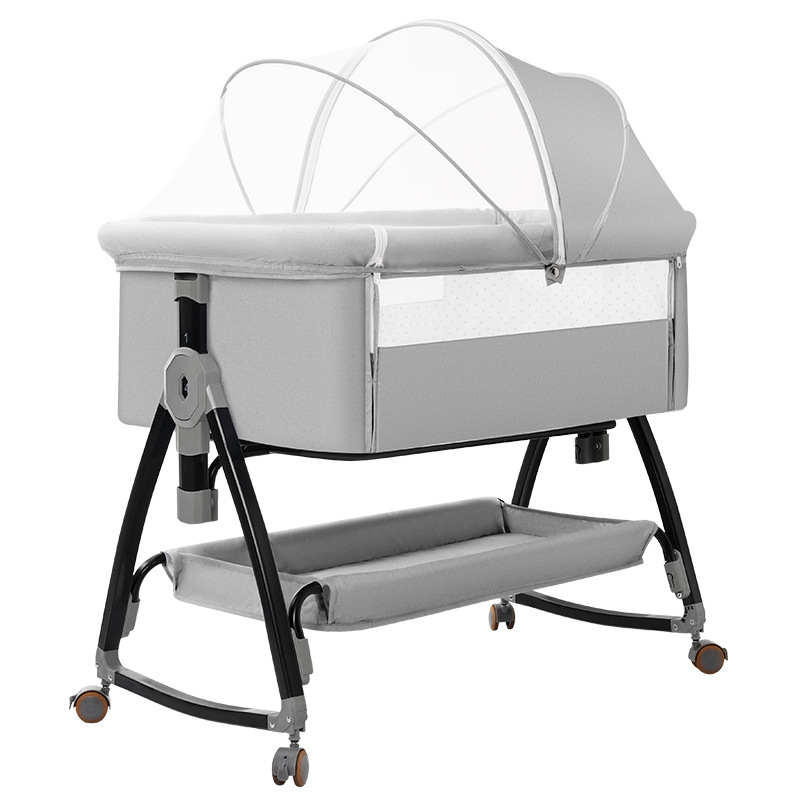 Folding Crib Splicing Big Bed Multi-functional Newborn Baby Bed Portable Movable Baby Bed Nappy Table Cradled Bed