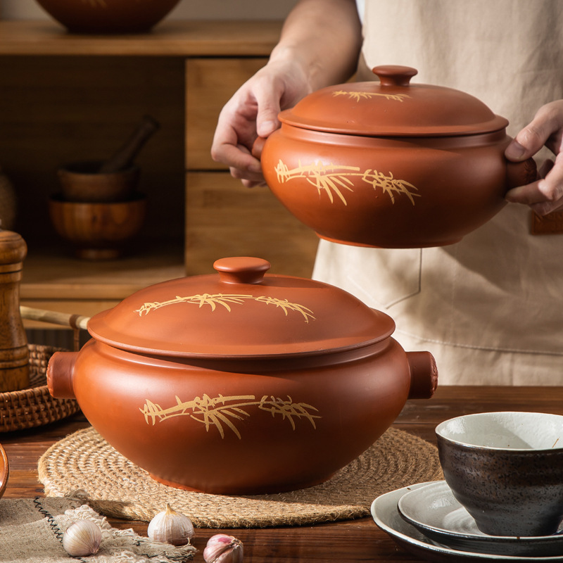 Yunnan Jianshui Steam Pot Steam Casserole Pot Steam Pot Chicken Household Gas Pot Ceramic Steamer Non-Purple Pottery Sand Jumping Knife Commercial