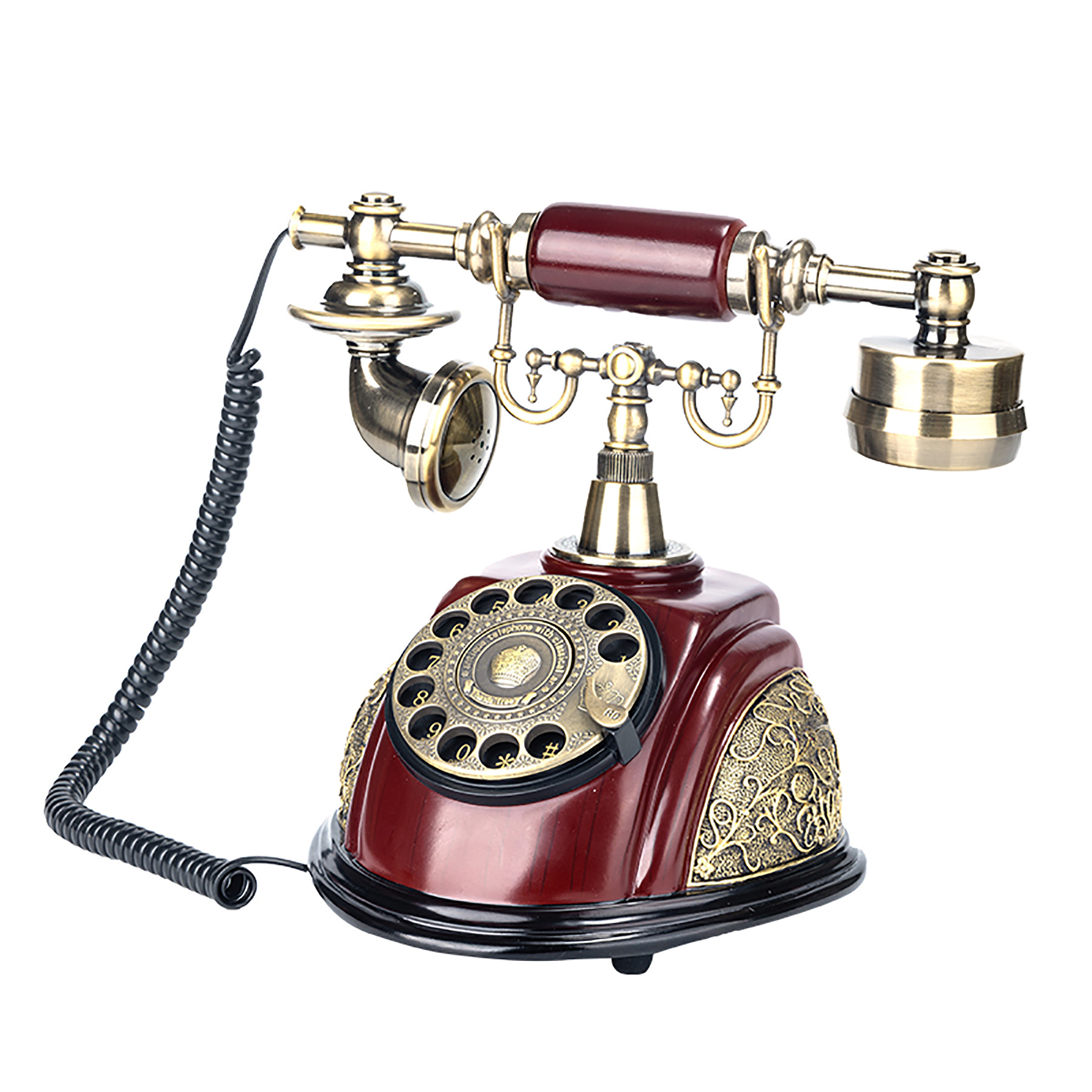 Cross-border European-style retro plug-in telephone old-fashioned mechanical turntable dial Rosewood household nostalgic phone