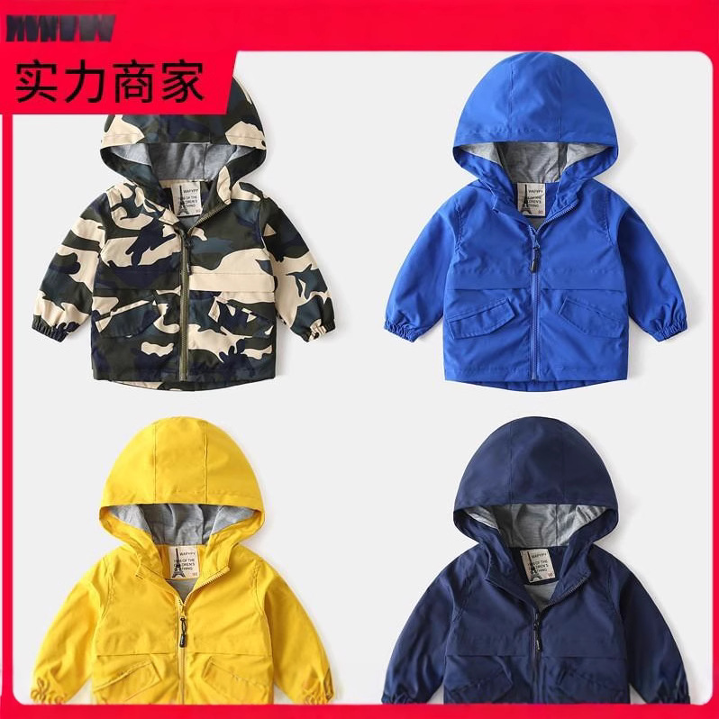 Детская ветронепроницаемая куртка корейского стиля одежда для детей осенний топ однотонная рубашка с молнией куртка с капюшоном для мальчиков модная