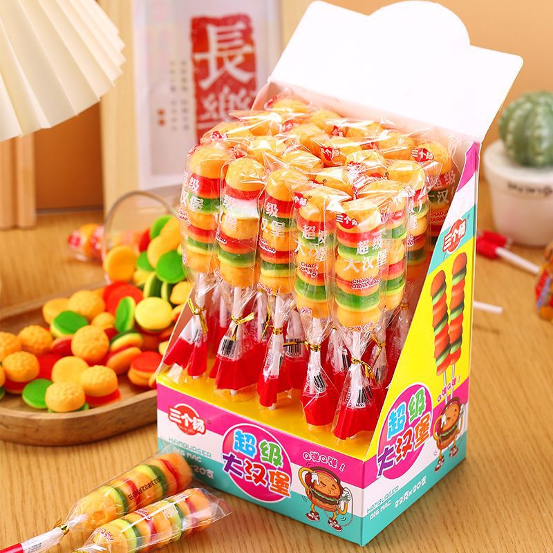 Конфеты Hamburg Candy Gummy Lollipop, популярные в интернете, коробка с детскими сладостями, высококачественные новые продукты от экспортной фабрики