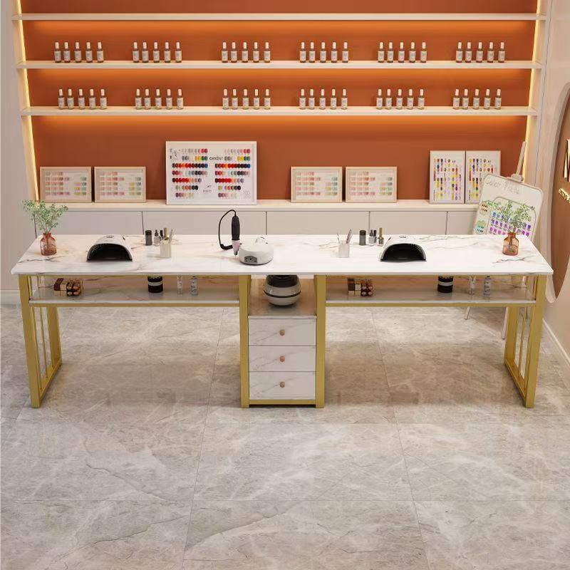 Ins Style Popular Nail Salon Special Price Economical Manicure Table and Chair Set Japanese Simple Double Manicure Table