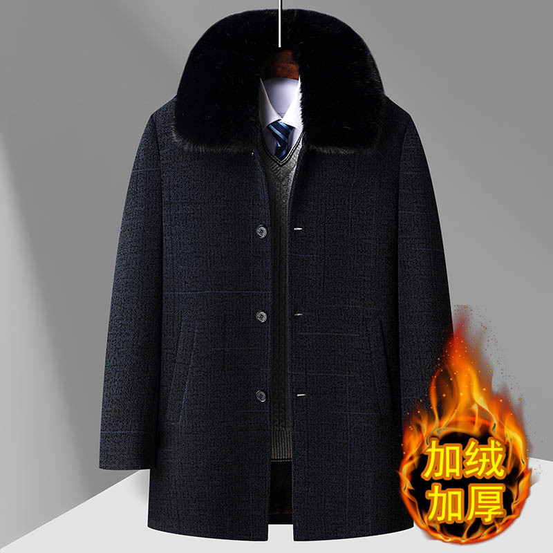 fleece-lined Thickened Cotton-padded Coat for Men's Father Winter Coat for Middle-aged and Old People Autumn and Winter Grandpa Middle-aged Cotton-padded Coat for Old People Top